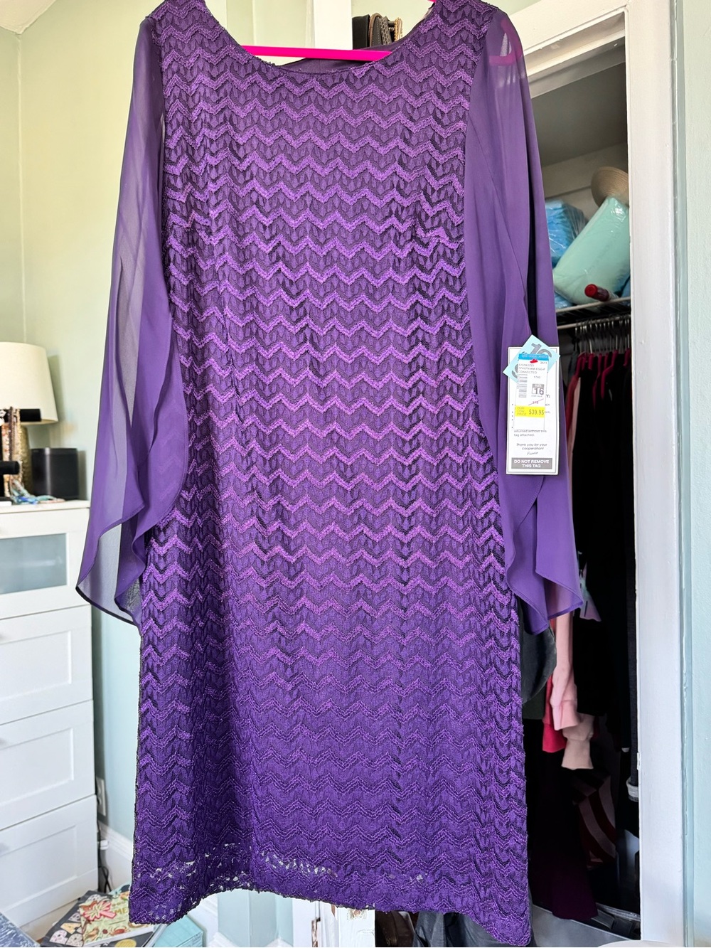 Connected Apparel Purple Lace Maxi Dress Size 16